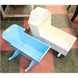 SET OF 2 WOOD VINTAGE DOLL CRADLES