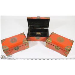 LOT OF 3 ASIAN TRINKET BOXES WITH BRASS ACCENTS