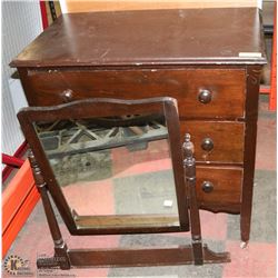 ANTIQUE WASH STAND WITH MIRROR 32X19X36