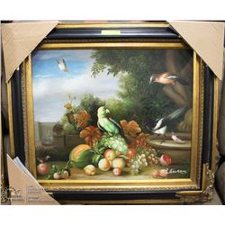 PARROT FRAMED PAINTING 27"X32"