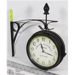 VINTAGE STYLE DOUBLE SIDED STATION WALL CLOCK