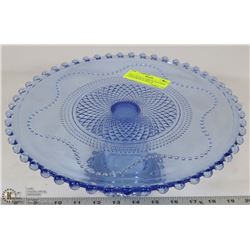 VINTAGE BLUE CAKE STAND WITH CANDLEWICK FLORAL &