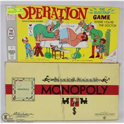 VINTAGE OPERATION & MONOPOLY BOARD GAME FOR