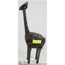 BROWN TIN GIRAFFE TEA LIGHT HOLDER