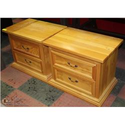 PAIR OF VINTAGE PINE BESIDE TABLES.