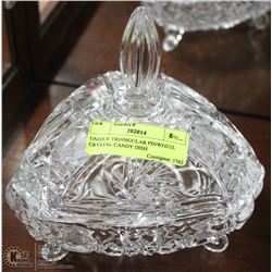 RARE TRIANGULAR PINWHEEL CRYSTAL CANDY DISH