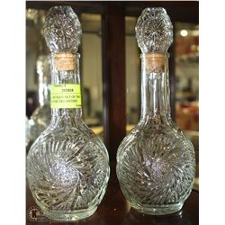 RARE ANTIQUE SET OF TWO MINIATURE DECANTERS