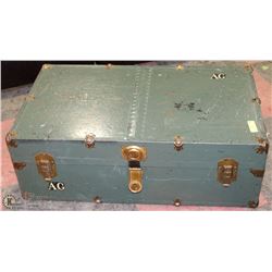 GREEN STEAMER TRUNK 36"X21"X12"H