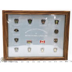 VINTAGE RCMP BC PIN COLLECTION FRAMED