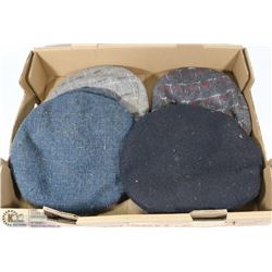 FLAT OF VERY OLD ASSORTED MENS WOOL CAPS