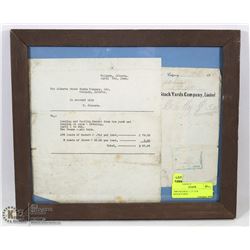 1946 FRAMED ALBERTA STOCKYARD FEES