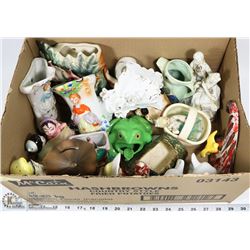 1) 22 MINIATURE ORNAMENTS - WALL VASES, CHARACTERS