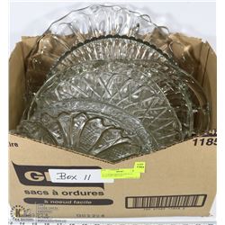 11) 9 DEPRESSION GLASS FLAT PLATTERS "PRETZEL"