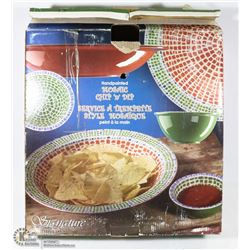 NEW HAND PAINTED CHIP & DIP SET