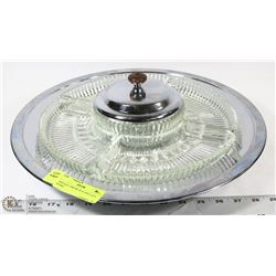 VINTAGE CHROME & GLASS LAZY SUSAN