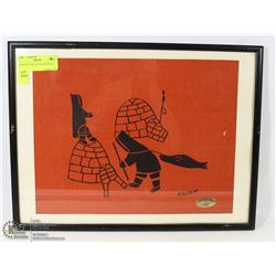 INUIT PICTURE OF IGLOO'S & SEAL