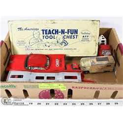 VINTAGE TOYS/CAR/TRUCK & TRAILER/ TOW TRUCK