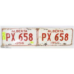 2 PLATE SET OF 1956 ALBERTA LICENSE PLATES