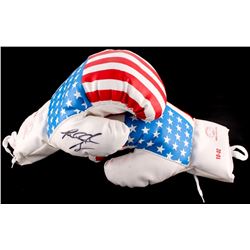 Riddick Bowe Signed Defender USA Boxing Gloves (JSA COA)
