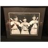 Image 1 : TRIPLE SIGNED 28" X 24" FRAMED YANKEES PHOTO (MICKEY MANTLE, JOE DiMAGGIO & TED WILLIAMS)