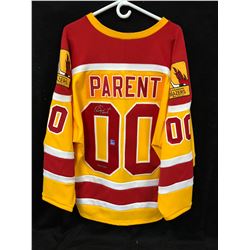 BERNIE PARENT AUTOGRAPHED OKC BLAZERS HOCKEY JERSEY INSCRIBE HOF 84 (AJ COA)