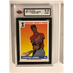 1991 SCORE #671 CHIPPER JONES ROOKIE CARD (9.5 NGM) KSA