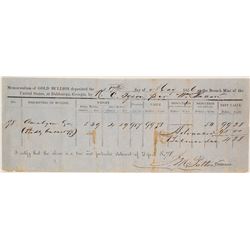 Dahlonega Mint Assay Memorandum, 1856