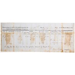 Dahlonega Mint Assay Memorandum, 1857