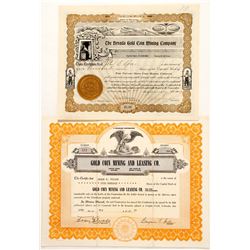 Gold Coin Mining Stock Certificates
