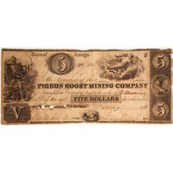 Pigeon Roost Mining Company Scrip $5