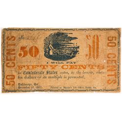 Confederate 50 Cent Note Unknown Issuer