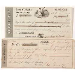 Two 1847 Mobile, Alabama Second of Exchanges