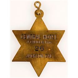 Central Hotel Key Tag, Jackson, California