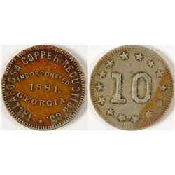 Tallapoosa Copper Reduction 10c Token, Georgia