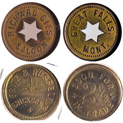 2 Western Saloon Tokens: Oregon and Montana