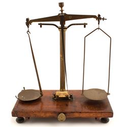 Small Brass Scale on Wooden Base