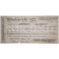 Wells Fargo Second of Exchange, Marysville, CA, 1855, Gold Rush