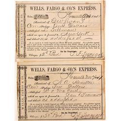 Two Placerville Wells Fargo 1860's Receipts