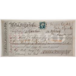 Wells Fargo, Virginia City, Nevada Territory, 3rd of Exchange--Best of all Nevada Exchanges