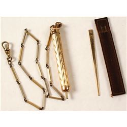 14K Gold Mechanical Pencil and Gold Toothpick