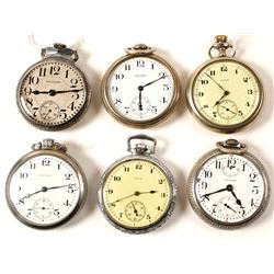 2 Elgin and 4 Waltham Men's Pocket Watches