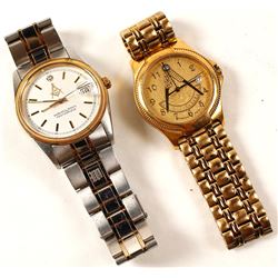 Two Masonic Wristwatches w/ Diamonds