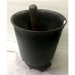 Large Cast Iron Mortar and Pestle