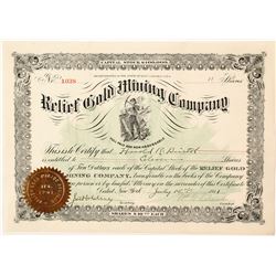 Relief Gold Mining Company Stock Certificate 2
