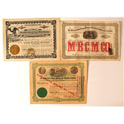 Three Arizona Mining Stock Certificates