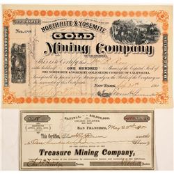 Two Yosemite Mining Stock Certificates