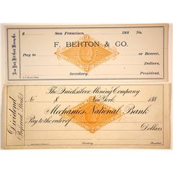 Two Rare California Mining Revenue Checks