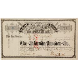 The Colorado Powder Company Stock Certificate