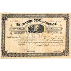 The Cosmos Mining Co. Stock Certificate, Querida & Rosita, CO, 1884