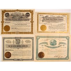 Four Different Mining Stock Certificates (3 Colorado)